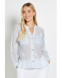 Wallis - Petite Embroidered Overhead Shirt - Lyst