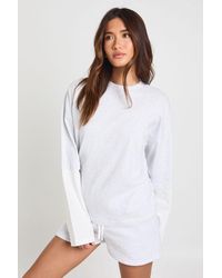 Boohoo - Double Layer Top And Contrast Drawcord Sweat Short Set - Lyst