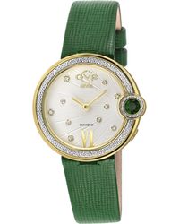 Gv2 - Perugia Diamond Watch, Ipyg Case, Dial, Genuine Saffiano Handmade Leather Strap - Lyst