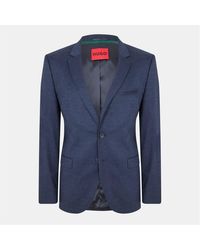 HUGO - Solid Patterned Lapel Collared Flap Pocket Blazer - Lyst