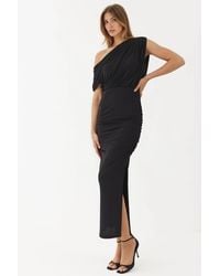 Hiccup - Slit Detailed Asymmetrical Collar Elastic Midi Wrap Dress - Lyst