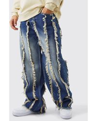 BoohooMAN - Baggy Rigid Frayed Edge Jeans - Lyst