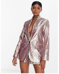 ASOS - Metallic Nipped Waist Suit Blazer - Lyst