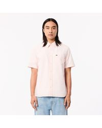 Lacoste - Regular Fit Oxford Overhemd In Roze - Lyst