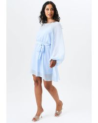 Gini London - Mini-jurk Van Chiffonfolie Met Lange Mouwen - Lyst