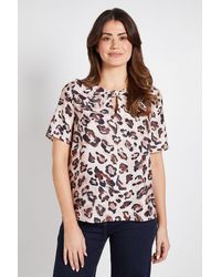 Wallis - Leopard Print Twist Blouse - Lyst