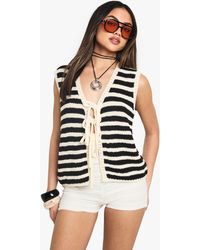Boohoo - Stripe Tie Detail Waistcoat - Lyst