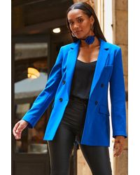 Sosandar - Cobalt Relaxed Fit Double Breasted Blazer - Lyst