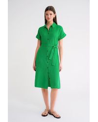 MixRay - Relaxed Fit Midi Dress With Shirt Collar And Buttons - Lyst