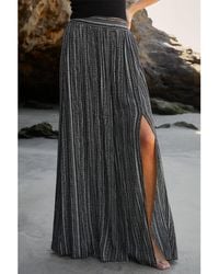 Azura Exchange - Printed Striped Slit Wide Leg High Waist Pants - Lyst