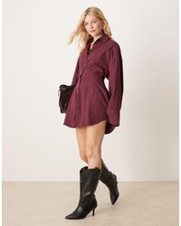 ASOS - Poplin Cinch Waist Mini Shirt Dress - Lyst