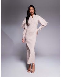 DASKA - Structured Balloon Sleeve Maxi Dress - Lyst