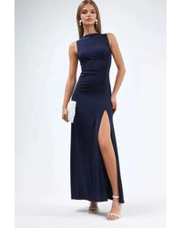 Hiccup - Slit Detailed Ruched Sandy Maxi Dress - Lyst
