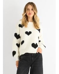 Gini London - Contrast Heart Oversized Knit Jumper - Lyst