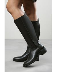 Where's That From - Evara Low Block Heel Elastic Stretch Knee High Riding Boot - Lyst