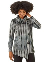 Roman - Cowl Neck Buttoned Top - Lyst