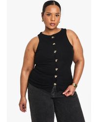 Boohoo - Plus Knitted Button Down Waistcoat - Lyst