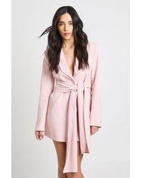 Boohoo - Obi Tie Waist Tailored Blazer Dress - Lyst
