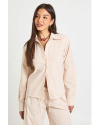 Boohoo - Cotton Poplin Stripe Oversized Shirt - Lyst