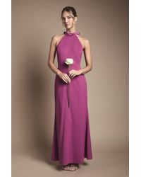 Oasis - Halter Pleat Detail Maxi Bridesmaid Dress - Lyst