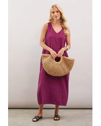 Wallis - Textured Sleeveless V Neck Midaxi Dress - Lyst