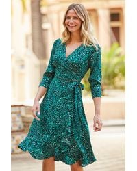 Sosandar - Leopard Print Ruffle Hem Wrap Dress - Lyst