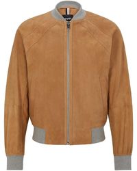 BOSS - Merforate Solid Patterned Ribbed Cuff Bomber Jacket - Lyst