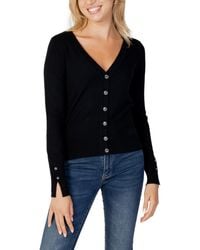 Guess - S Vneck Cardigan Lange Mouwen Knoopsluiting Zwart - Lyst