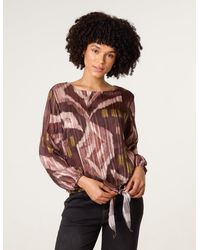 Blue Vanilla - Tie Knot Metallic Chiffon Blouse - Lyst