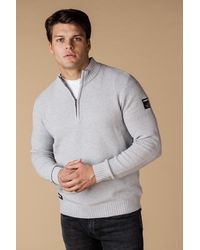 Firetrap - Cotton Rich Textured Half Zip Jumper - Lyst