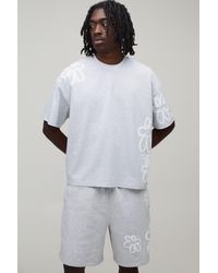 BoohooMAN - Oversized Boxy Floral Puff Print T-Shirt & Baggy Short Set - Lyst