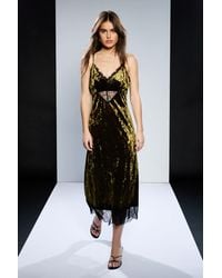 Runway - 1.8.1.8 Velvet Lace Detail Slip Dress - Lyst