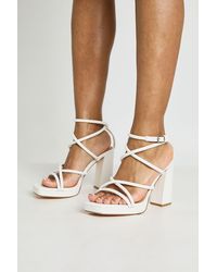 Boohoo - Wide Fit Strappy High Block Heels - Lyst