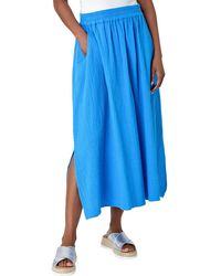 Roman - Textured Cotton Elastic Waist A Line Maxi Skirt - Lyst