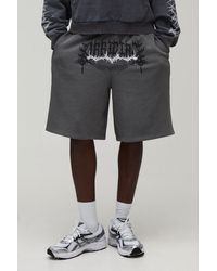 BoohooMAN - Baggy Fit Gothic Washed Loopback Jersey Short - Lyst