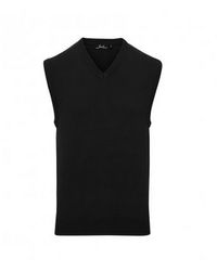 PREMIER - Sleeveless Cotton Acrylic V Neck Sweater - Lyst