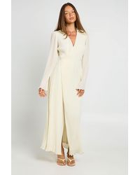 Boohoo - Premium Plisse Wrap Front Maxi Dress - Lyst