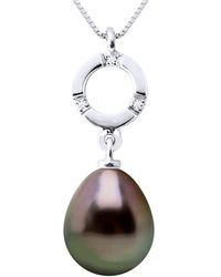 Ateliers Saint Germain - Pendant Jewelry 0,01 Cts 375 And Real Cultured Tahiti Pearl Pear 9-10 Mm - Lyst
