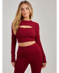 Pink Vanilla - Ribbed Long Sleeve Letterbox Top - Lyst