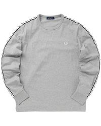 Fred Perry - Taped Long Sleeve Steel Marl T-Shirt - Lyst