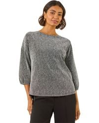 Roman - Metallic Textured Stretch Top - Lyst