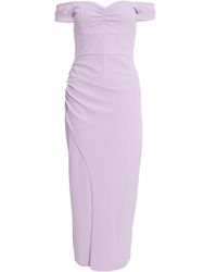 Quiz - Petite Lilac Ruched Bardot Maxi Dress - Lyst