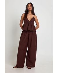 Boohoo - Linen Look Beaded Cami & Wide Leg Trouser Co-Ord - Lyst