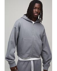 BoohooMAN - Basic Shrunken Boxy Zip Through Hoodie - Lyst