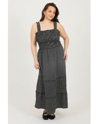 Brave Soul - Curve Check Strappy Shirred Maxi Dress - Lyst