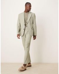 ASOS - Linen Blend Slim Suit Trousers - Lyst
