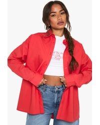 Boohoo - Cotton Poplin Oversized Shirt - Lyst
