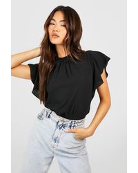 Boohoo - Woven Frill Sleeve And Neck Blouse - Lyst