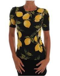 Dolce & Gabbana - Zitronen-Seiden-Stretch-T-Shirt - Lyst