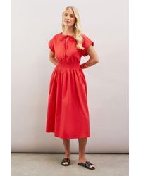 Wallis - Petite Shirred Waist Midi Dress - Lyst